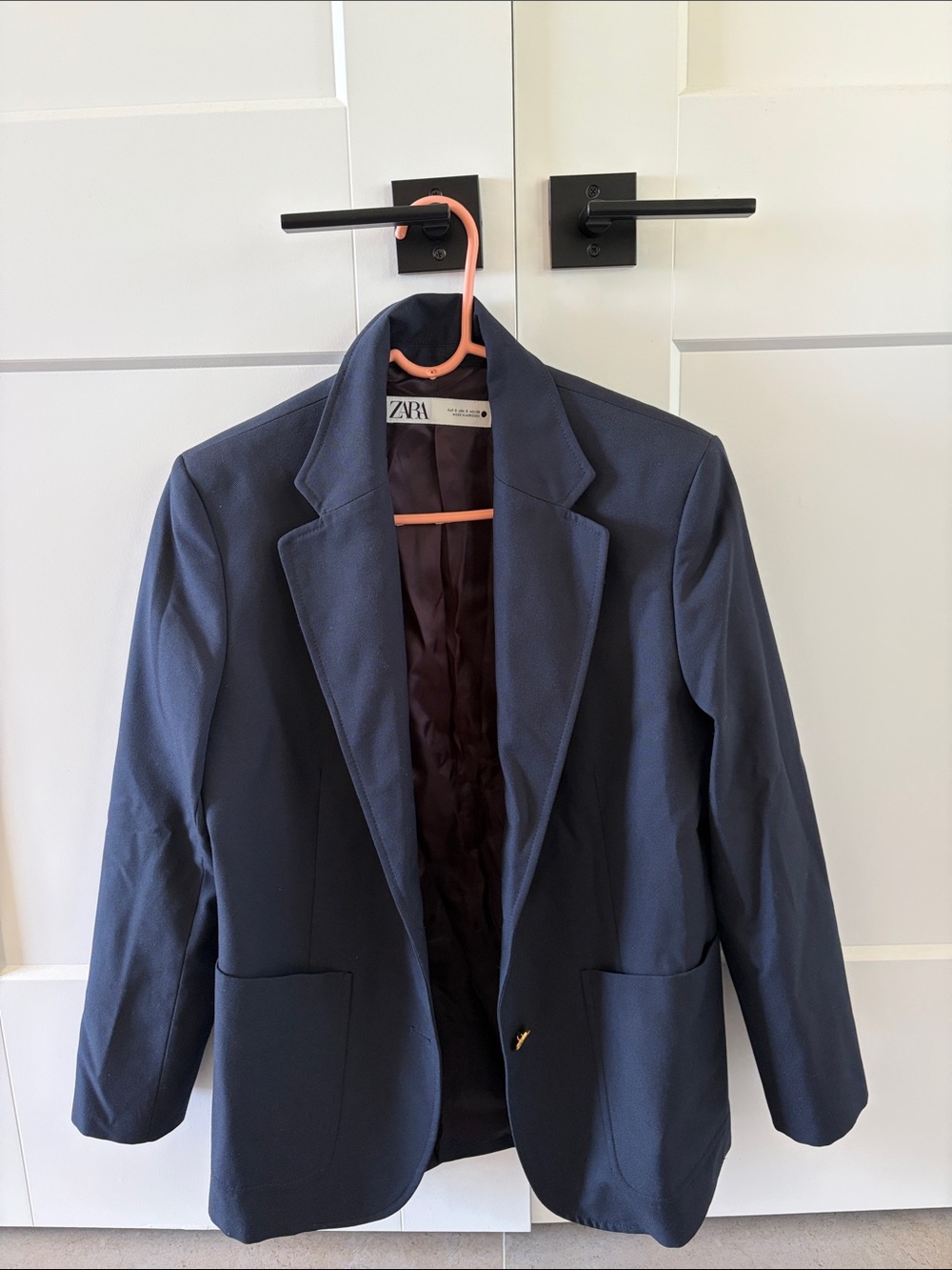 Zara Dark Navy Single-Breasted Blazer
